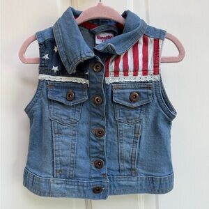 Nannette 2T-3T Girls Blue and Red Sleeveless Vest Classic Americana Style